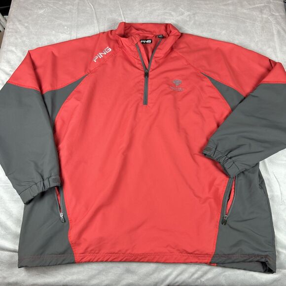 Ping Jacket Mens XL Red 1/4 Zip Mesh Lined Windbreaker Lightweight Pullover - Picture 1 of 9
